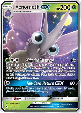 Venomoth-GX 12/214 - Unbroken Bonds Holofoil - Game Nerdz