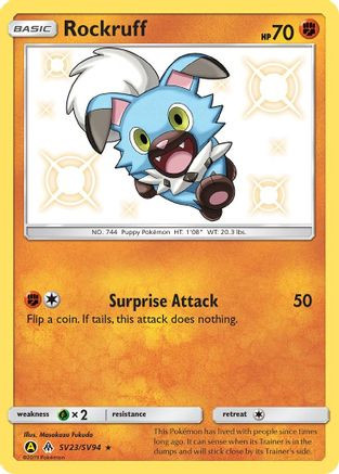 rockruff pokemon cards (SM06) (General Mills Promo) [Sun & Moon: Black Star Promos] Fighting Fighting Pokemon Forbidden Light Rockruff #75