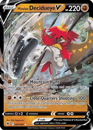 Pokémon Hisuian Decidueye V Full Art Ultra Rare Karte – 173/189 – Schwert & Schild Astral Radiance
