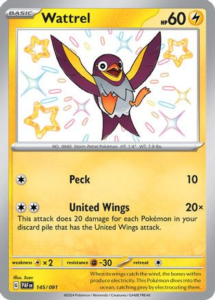 Wattrel 145 - SV Paldean Fates Holofoil - Game Nerdz