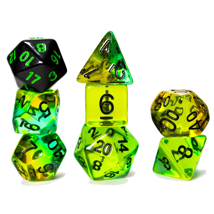 Polyhedral 7-Die Translucent Chessex Dice Set - Orange With White