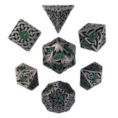 Forged Gaming: Sacred Hollows Silver Green Hollow - Polyhedral Metal RPG Dice Set (7ct)