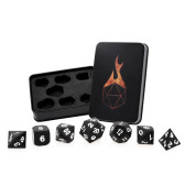 Forged Gaming: Black Raven White Set of 7 Metal Dice