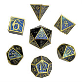 Forged Gaming: Deco Blue Gold Metal RPG Dice Set