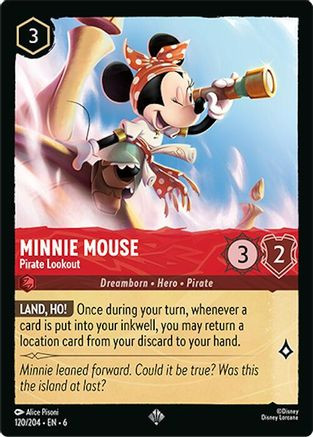 Minnie Mouse - Pirate Lookout (120/204) - Azurite Sea Cold Foil - Game Nerdz Minnie Mouse - Pirate Lookout (120/204) - Azurite Sea Cold Foil - Game Nerdz