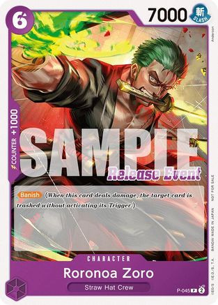 不滅のエターナルフォース スピリットカード PR promo Roronoa Zoro (ST15 - ST20 Release Event Pack) (P-045) One Piece