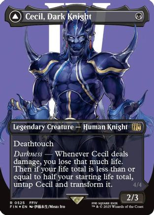 Cecil, Dark Knight (Borderless) (Surge Foil) (FIN-525) - FINAL FANTASY Foil - Game Nerdz Cecil, Dark Knight (Borderless) (Surge Foil) (FIN-525) - FINAL FANTASY Foil - Game Nerdz