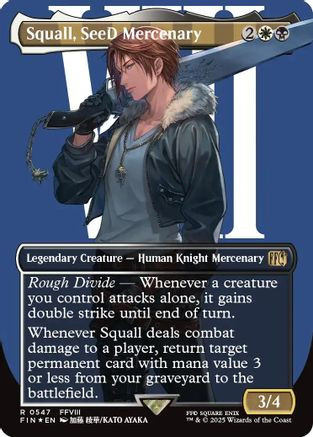 SeeDの傭兵、スコール Squall, SeeD Mercenary プロモ Squall, SeeD Mercenary (Borderless) (Surge Foil) (FIN-547
