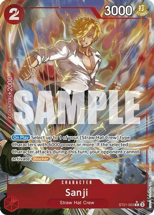 sanji one piece card game Trading Pillars of Strength Rare OP03-102 9 Power Sanji (Parallel) (ST21-003) Starter Deck