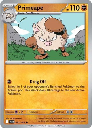 Primeape 91 - SV10 Destined Rivals Reverse Holofoil - Game Nerdz