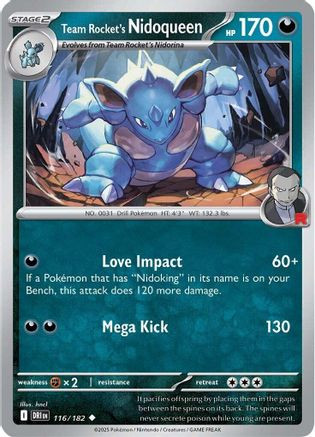 Team Rocket's Nidoqueen 116 - SV10 Destined Rivals Reverse Holofoil - Game Nerdz Team Rocket's Nidoqueen 116 - SV10 Destined Rivals Reverse Holofoil - Game Nerdz