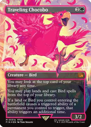 Traveling Chocobo (Borderless) (Neon Ink Pink) (FIN-511B) - FINAL