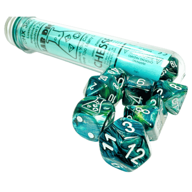 Chessex Dice: Lab Dice 9 Lustrous - Polyhedral Neptune/Grey (7) w