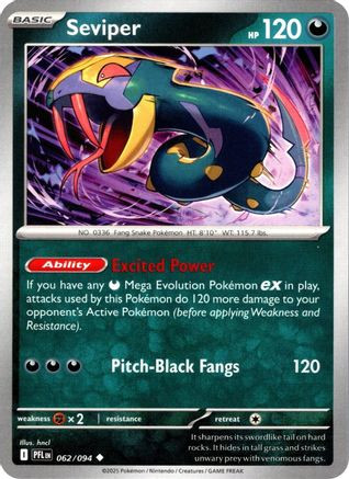Seviper 62 - ME02 Phantasmal Flames Reverse Holofoil - Game Nerdz Seviper 62 - ME02 Phantasmal Flames Reverse Holofoil - Game Nerdz