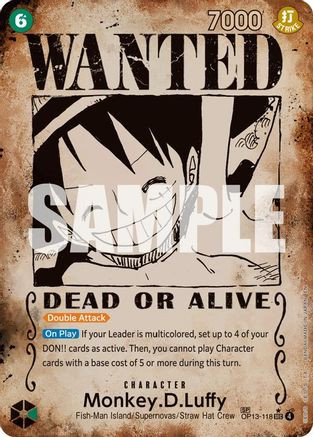 BGS10 手配書 モンキー・D・ルフィ WANTEDポスター ブラックラベル Monkey.D.Luffy (118) (Wanted Poster) (OP13-118) Carrying On His