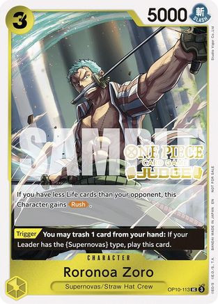 Roronoa Zoro (Judge Pack Vol. 6) (OP10-113) One Piece Promotion