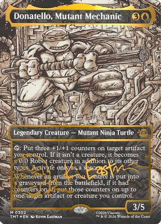 Donatello, Mutant Mechanic (Borderless) (Gold-Stamped Signature) (TMT-302) - Teenage Mutant Ninja Turtles Foil、Wizards of the Coast、kayou