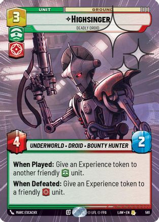 Highsinger - Deadly Droid (Hyperspace Foil) (561) - A Lawless Time Foil、Fantasy Flight Games、kayou