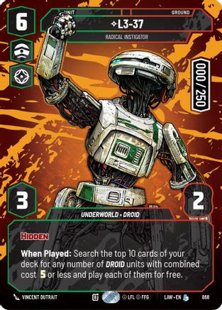 L3-37 - Radical Instigator (Serialized) (868) - A Lawless Time Foil、Fantasy Flight Games、kayou