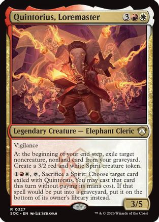 Quintorius, Loremaster (SOC-327) - Commander: Secrets of Strixhaven、Wizards of the Coast、kayou