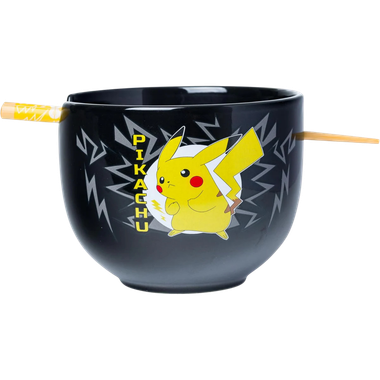 Pokemon: Pikachu - Ceramic Ramen Bowl w/Chopsticks (20oz)、Silver Buffalo、kayou