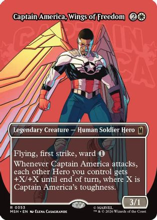 Captain America, Wings of Freedom (Borderless) (MSH-353) - Marvel Super Heroes Foil、Wizards of the Coast、kayou