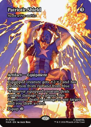 Patriotic Shield - Sword of Fire and Ice (Borderless) (MAR-100) - Marvel Universe Eternal-Legal、Wizards of the Coast、kayou