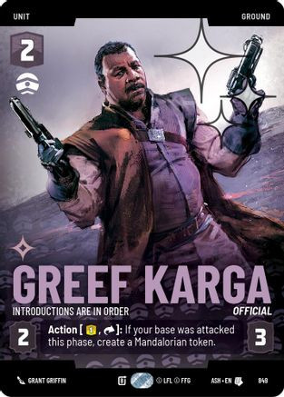 Greef Karga - Introductions are in Order (Prestige Foil) (849) - Ashes of the Empire Foil、Fantasy Flight Games、kayou