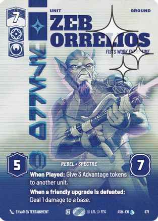 Zeb Orrelios - Fists Work Every Time (Prestige Foil) (871) - Ashes of the Empire Foil、Fantasy Flight Games、kayou