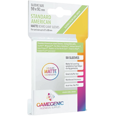 Gamegenic Sleeves: Matte Standard American Board Game (50ct) - Game Nerdz