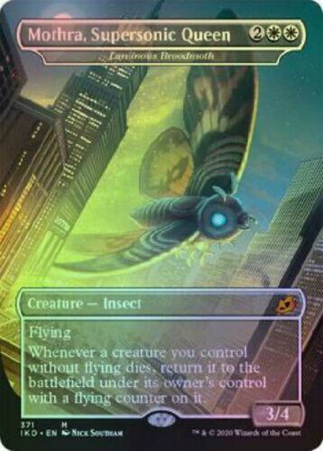 mothra mtg card Luminous Broodmoth (Mothra Supersonic Queen-Godzilla Series) Magic The Gathering From The Set Ikoria Spoiler] Luminous Broodmoth // Mothra,