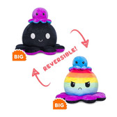 TeeTurtle: Big Reversible Octopus Plush - Black & Rainbow