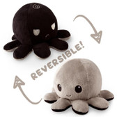 TeeTurtle: Reversible Octopus Plush - Happy & Angry / Gray & Black