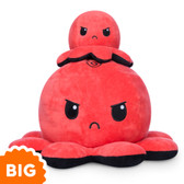 TeeTurtle: Big Reversible Octopus Plush - Angry & Rage / Red & Black