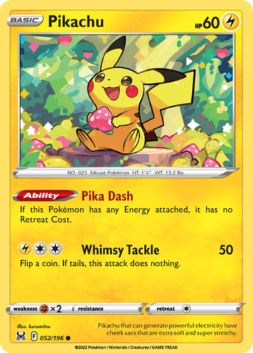 Pikachu Pokémon Card PW アメリカ合衆国 Pikachu 52/196 - Lost Origin - Game Nerdz