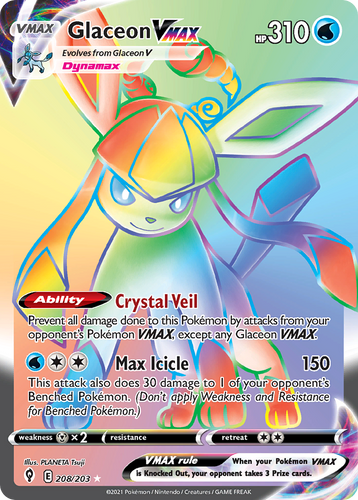 Glaceon VMAX 208/203 - Evolving Skies Holofoil - Game Nerdz