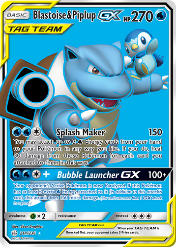 pokemon tag team card maker Top 9 Custom Makers Blastoise & Piplup-GX 214/236 -