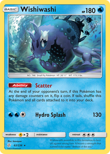 wishiwashi pokemon card GX 133/145 Raw shuffle this Pokmon and all cards attached to it into your deck Wishiwashi - 050/189