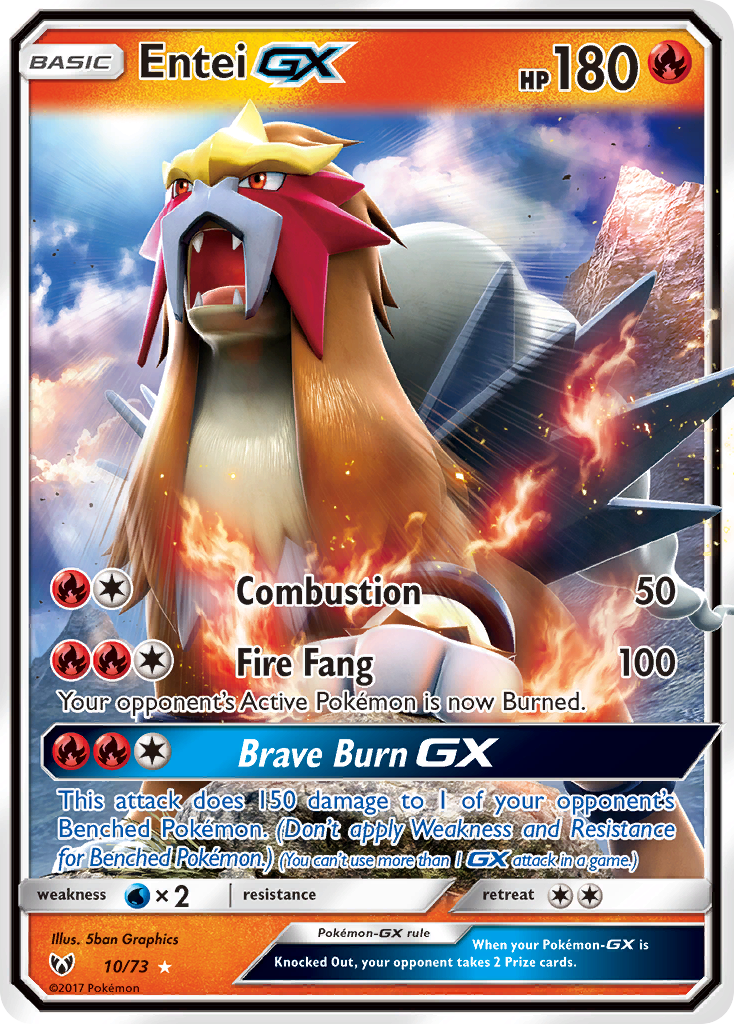 Entei-GX 10/73 - Shining Legends Holofoil - Game Nerdz