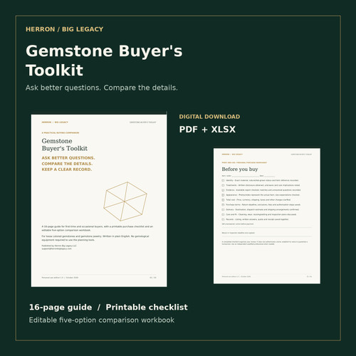 Gemstone Buyer's Toolkit - PDF Guide, Checklist & Comparison Workbook