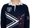 Gents Saltire Rugby Shirt With Lion Rampant Design In Navy Size Large