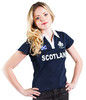 Ladies Scottish Rugby Shirt Short Sleeve Navy with White Collar - 14-16