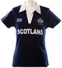 Ladies Scottish Rugby Shirt Short Sleeve Navy with White Collar - 14-16