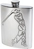 Golf Gift Pewter 6oz Hip Flask Embossed Golfer Kidney shape Ideal For Engraving