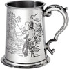 Pewter Tankard 1 Pint Fishing Scenes on Both Sides and Antique Handle