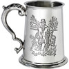 Pewter Tankard 1 Pint Shooting Scenes on Both Sides and Antique Handle