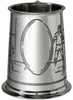 Pewter Tankard 1 Pint with Rugby Scenes on Both Sides and Antique Handle