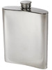 6oz Pewter Hip Flask With Golfer Driving Scene embossed on front and back Kidney Shaped Flask Bright Polished Finish Made in the UK