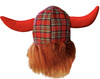 Viking Novelty Hat with Faux Ginger Hair Viking Horns Scottish Tartan Hat
