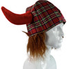 Viking Novelty Hat with Faux Ginger Hair Viking Horns Scottish Tartan Hat